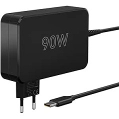 Goobay 65420 USB C lādētājs ar 90 W strāvas padevi/barošanas padevi klēpjdatoram/ātrais lādētājs/aizsardzība pret pārkaršanu/kompakts lietošanai ceļā