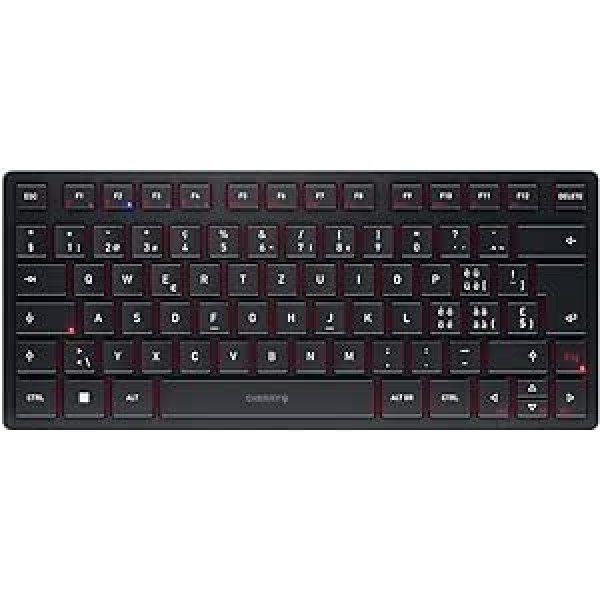 CHERRY KW 9200 Mini Compact Multi-Device Keyboard for up to 4 Devices, Swiss Layout (QWERTZ), Optional Connection via Bluetooth®, Wireless or Cable, Rechargeable, Black