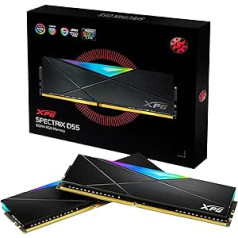 ADATA XPG SPECTRIX D55 DDR4 RGB atmiņas modulis spēļu DRAM 3600 MHz 16GB (2x8GB), dubultā pakete, augstas veiktspējas galddatora atmiņa, melns