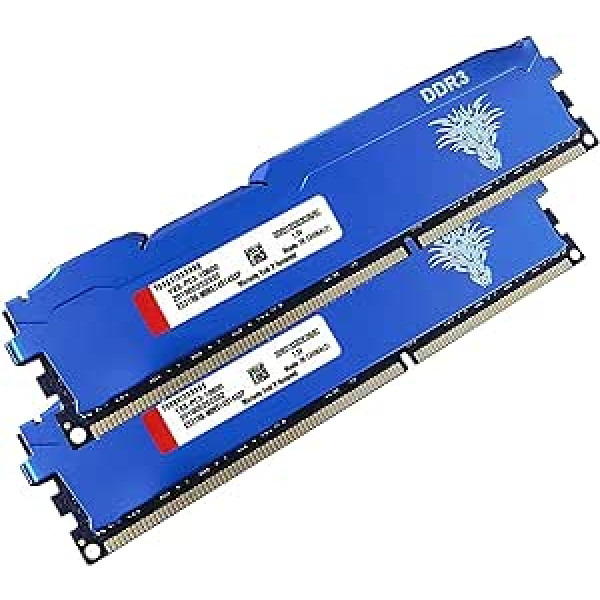 DDR3 16GB komplekts (8GBx2) Galddatora RAM 1333MHz PC3-10600 UDIMM bez ECC unbuferēts 1,5V 2Rx8 Dual Rank 240 Pin CL9 datora datora atmiņas jaunināšanas moduļa atmiņas komplekts (zils)