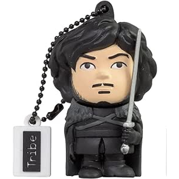 Tribe Game of Thrones Jon Snow USB zibatmiņas 16 GB Speicherstick 2.0 liela ātruma Pendrive Memory Stick zibatmiņas disks, Lustige Geschenke 3D Figur, USB sīkrīks aus Hart-PVC un Schlüsselanhänger – Schwarz