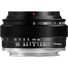 TTTartisan 50 mm F2 pilna kadra manuālās kameras objektīvs, kompakts dizains viegls standarta fokusa garuma kameras objektīvs, kas paredzēts Fuji X-Mount