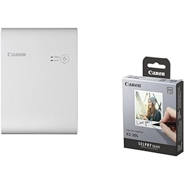 Canon Selphy Square QX10, balts ar XS-20L oriģinālo tintes lentes/papīra komplektu, 20 loksnes