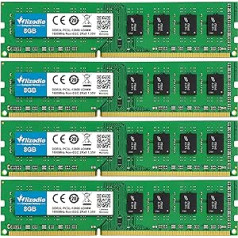 32 GB komplekts (4 x 8 GB) DDR3/DDR3L galddatora atmiņas modulis 1600 MHz CL11 UDIMM Wlizedle datora datora atmiņa PC3L-12800 240 kontaktu 1,35 V/1,5 V bez ECC nebuferēta 2Rx8 atmiņa datoram, zaļā atmiņa