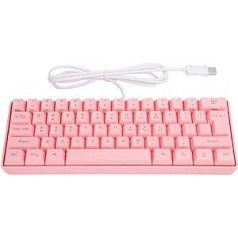 ciciglow Mechanical Gaming Keyboard, HXSJ V700 61 Keys Multicoloured RGB Keyboard with Backlight Gaming USB Cable Mechanically Illuminated Gamer for PC/Mac Gamer Pink