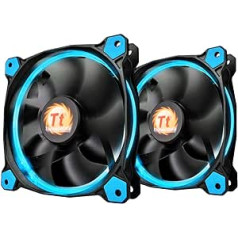 Thermaltake Riing 12 hoher Statischer Druck Circular Ring Blue LED Case/Heizkörper Lüfter mit Anti-Vibration System Triple Pack Cooling blau Twin Pack 140mm