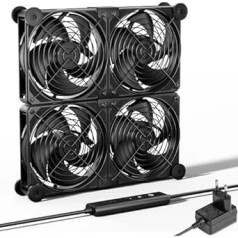 upHere AC 220 V ventilators 120 mm, līdzstrāvas 12 V datora ventilators, dubultā lodīšu gultnis ar 5 regulējamiem, ātrumi ar maiņstrāvas ātruma kontroli, DC 12 V dzesēšanas ventilators datora klēpjdatoram, 4 gab., U2DC4