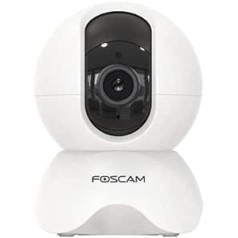 Foscam 5MP WiFi drošības kamera, iekštelpu panoramēšana ar 6x digitālo tālummaiņu, divvirzienu audio, nakts redzamība, kustības/personas noteikšana, balss asistents, mazuļa monitors