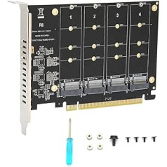 Annadue PH44 M.2 NVME uz PCIe X16 adapteris, 4 portu M.2 NVMe SSD uz PCIE X16 M atslēgas cietā diska pārveidotāja lasītāja paplašināšanas karte, atbalsta PCIE Split vai PCIE RAID (ph44)