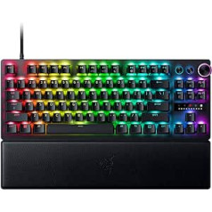 Razer Huntsman V3 Pro TKL - bezspēļu analogā optiskā e-sporta tastatūra (digitālā daudzfunkcionālā stūre un īpašas vadības pogas, divu slāņu teksturētas PBT pogas) SE izkārtojums | Melns