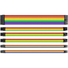 Thermaltake TtMod Hülsenverlängerung Netzteil Kabel Kit ATX/EPS/8 kontaktų PCI-E/6 kontaktų PCI-E su šukomis, Rainbow Combo AC-049-CNONAN-A1