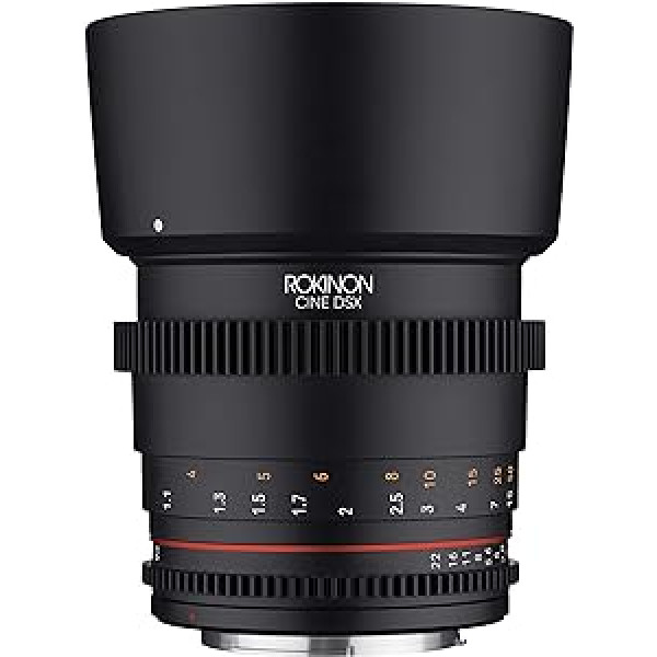 Rokinon 85 mm T1.5 liela ātruma pilna kadra kino DSX objektīvs, kas paredzēts Canon EF