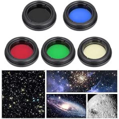 Telescopic Eyepiece Lens Filter Kit, Professional Aluminium Alloy Optical Lenses, Colour Filter Set, Telescopic Accessories for 1.25 Inches/31.7 mm Telescope for Moon Nebula, Planet Sun