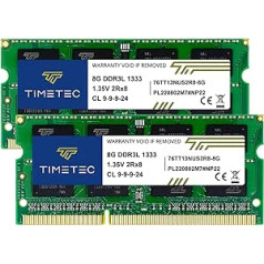 Timetec Hynix IC DDR3 1333MHz PC3-10600 nebuferēts, bez ECC 1.5V CL9 2Rx8, divrindu, 204 kontaktu SODIMM klēpjdatora/piezīmjdatora atmiņas moduļa jauninājums