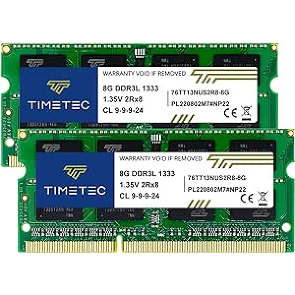 Timetec Hynix IC DDR3 1333MHz PC3-10600 be buferio, ne ECC 1.5V CL9 2Rx8, dvigubo rango, 204 kontaktų SODIMM nešiojamojo / nešiojamojo kompiuterio atminties modulio atnaujinimas