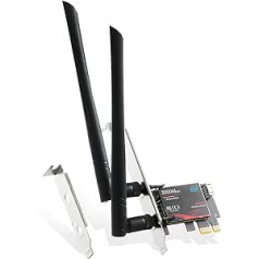 Binardat WiFi6 kartes AX3000 PCIe WiFi tīkla adapteris, Intel AX200 mikroshēma Bluetooth 5.0, divjoslu 2,4 GHz/5 GHz OFDMA un MU-MIMO operētājsistēmai Windows 10/11