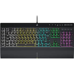 CORSAIR K55 RGB PRO vadu membrānas spēļu tastatūra (dinamisks RGB fona apgaismojums, 6 makro taustiņi ar Elgato programmatūras integrāciju, IP42 aizsardzība pret putekļiem un šļakatām), QWERTZ, melna.