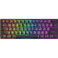 GK61 Hot-Swap mehāniskā spēļu tastatūra — 61 taustiņu daudzkrāsains RGB LED fona apgaismojums PC/Mac atskaņotājiem (Gateron Optical Red, Black)