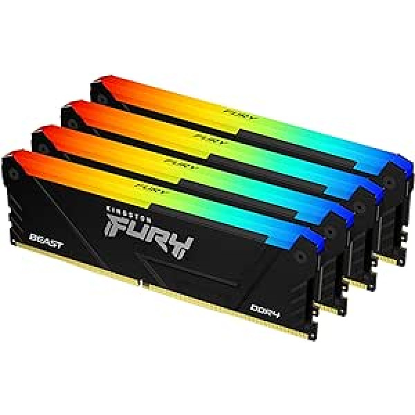 Kingston Fury Beast RGB 64GB 2666MT/s DDR4 CL16 DIMM (4 komplekts) datora atmiņa KF426C16BB12AK4/64