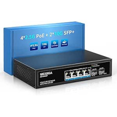 NICGIGA 4 prievadų 2.5G PoE jungiklis Nevaldomas su 4 x 2.5Gb Base-T PoE+@78W + 2 x 10G SFP Uplink, 2.5Gbe IEEE802.3af/at Power Over Ethernet jungiklis, palaiko WiFi6 AP, NAS, 4K PoE kamerą NVR