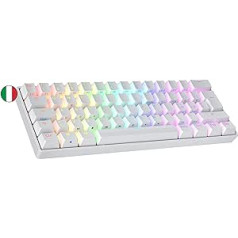 Ierindota N60 Nova Mechanical 60 procentu tastatūra | Hotswap spēļu tastatūra | 62 programmējami taustiņi ar RGB apgaismojumu | PC/Mac Gamer | Itāļu izkārtojums (balts, Gateron sarkans)