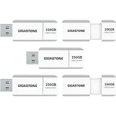 Gigastone Z60 256GB Pack of 5 USB 3.2 Gen1 Flash Drive, R/W 120/60MB/s Ultra High Speed Pen Drive, Capless Retractable Design Thumb Drive, USB 2.0 / USB 3.0 / USB 3.1 Interface Compatible