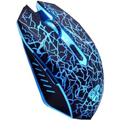 VEGCOO C10 Wireless Gaming Mouse Rechargeable Silent Optical Mice 7 Colours LED Lights 7 Buttons 2400/1600/800 DPI (Black)