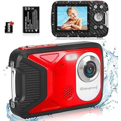 Vmotal digitālā kamera ar SD karti, 30MP/1080P FHD/2,8 collu ekrāns/5 metri zemūdens/Atjaunināta GD8026 mini ūdensizturīga kamera bērniem/bērniem/pusaudžiem/studentiem/iesācējiem