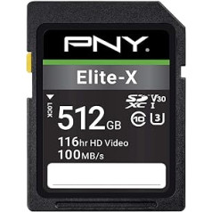 PNY Elite-X SDXC karte 512 GB 10. klase UHS-I U3 100 MB/s