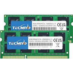 8 GB komplekts (2 x 4 GB) PC3L 12800s Sodimm DDR3L / DDR3 1600 MHz CL11 PC3-12800 1,35 V/1,5 V 204 kontaktu bez ECC nebuferēts SODIMM klēpjdatora RAM modulis