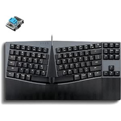 Perixx PERIBOARD335BL Vadu Ergonomiska Mehāniskā Kompakta Tastatūra - Plakani zili Klikšķu slēdži - Programmējama funkcija ar makro taustiņiem - Savietojams ar Windows un Mac OS X - ASV