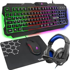 G-LAB kombinētais argons un spēļu komplekts 4 vienā — itāļu spēlētāju tastatūra ar aizmugurgaismojumu, pele Gamer 3200 DPI spēļu austiņas, neslīdošs peles paliktnis — PC Mac PS4 PS5 Xbox