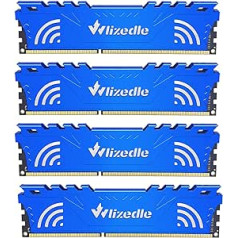 32GB rinkinys (4x8GB) DDR3 stalinio kompiuterio atminties modulis 1333MHz CL9 UDIMM Wlizedle PC kompiuterio atmintis PC3-10600 240 kontaktų 1,5V ne-ECC nebuferinis 2Rx8 atnaujinimo stalinio kompiuterio atminties modulis kompiuteriams, mėlynas