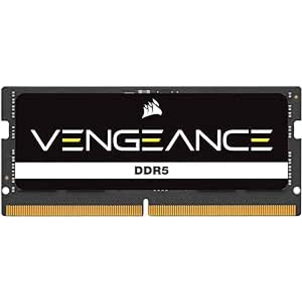 Corsair VENGEANCE SODIMM DDR5 RAM 8GB (1x8GB) 4800MHz CL40 Intel XMP iCUE saderīga datora atmiņa — melna (CMSX8GX5M1A4800C40)