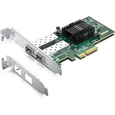 1000Mbps Gigabit Ethernet PCI Express NIC Network Card with Intel I350AM2 Chip Ethernet Server Converged Network Adapter I350-F2, PCIE 2.1 x4, Dual SFP Ports, Compare to Intel I350-F2