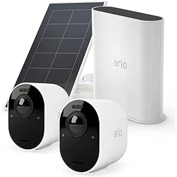 Arlo Ultra2 āra novērošanas kamera un bezmaksas saules panelis, komplekts pa 2, balts