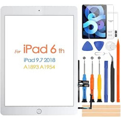 ARSSLY skārienekrāns iPad 2018 9.7 A1893 A1954 digitizētāja ekrāns iPad 6 ar sākuma pogu, iPad 6th skārienekrāna nomaiņa ar remonta komplektu (nav LCD displeja) (balts)