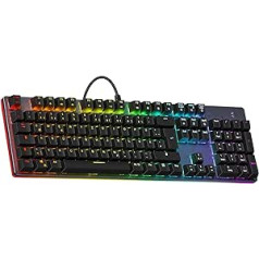 Black Shark RGB mehāniskā spēļu tastatūra ar sarkanu slēdzi, QWERTZ vācu izkārtojums, 105 taustiņu vadu tastatūra personālajam datoram