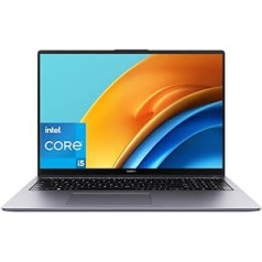 HUAWEI MateBook D16 | 16 colių viso vaizdo ekranas | Intel Core i5-12450H | 16 GB RAM | 512GB SSD | Windows 11 | QWERTZ | Plonas metalinis korpusas | Pirštų atspaudų jutiklis | Skaičių klaviatūra | TÜV Rheinland Low Blue Light