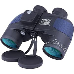 Marine Binoculars 10 x 50 Waterproof with Compass & Rangefinder Military Binoculars HD Anti-Fog Sea Ocean Binoculars for Adults Sailing Cruises Boating Fishing Bird Watching Safari