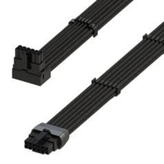 LINKUP - AVA Left Angle 600W PCIE 5.0 16Pin (12+4) High Current Power Cable | Pressed & Soldered Type 16AWG Sheathed | Compatible with RTX4000 & RTX3000 FE | 70cm Black