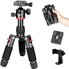 Koolehaoda Portable Mini Tripod, 46 cm Table Macro Tripod with 360° Low Profile Ball Head and Two 1/4 Inch Quick Release Plates for DSLR Cameras, Load up to 6 kg