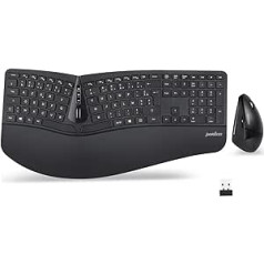 Perixx Periduo-605 ergonomiskā kombinētā bezvadu tastatūra un pele USB operētājsistēmai Windows — vertikāla pele ar noliecamu ritināšanas ritenīti, regulējamu plaukstas balstu, AZERTY