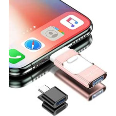 256GB USB Stick für Phone, USB 3.0 Speicherstick Externer Speichererweiterung für iOS, 4 in 1 Flash Laufwerk Photostick für Android Handy/Pad/PC/Laptop, Rosa