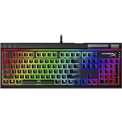 „HyperX Alloy Elite 2“ mechaninė žaidimų klaviatūra, programine įranga valdomas šviesos ir makrokomandos reguliavimas, ABS pudingo klavišų dangteliai, medijos valdikliai, RGB LED foninio apšvietimo linijinis jungiklis „HyperX Red“, QWERTY