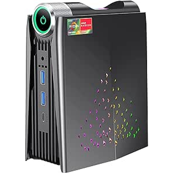 ACEMAGICIAN Mini Gaming PC RGB gaismas AMD Ryzen 5 5600U (līdz 4.2GHz) 32GB DDR4 512GB SSD AMR5 Mini Computer 4K HDMI DP Type-C WiFi5 BT 4.2 Small PC Auto Power On