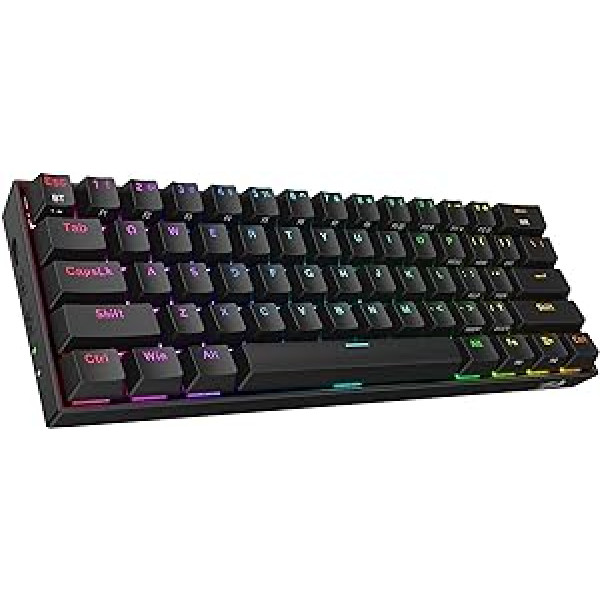 Redragon K530 Pro Draconic 60% Bluetooth/vadu/2,4 GHz bezvadu mehāniskā tastatūra, 61 taustiņš, karsti maināma RGB spēļu tastatūra ar lineāro sarkano slēdzi, operētājsistēmai Windows/Mac/Android