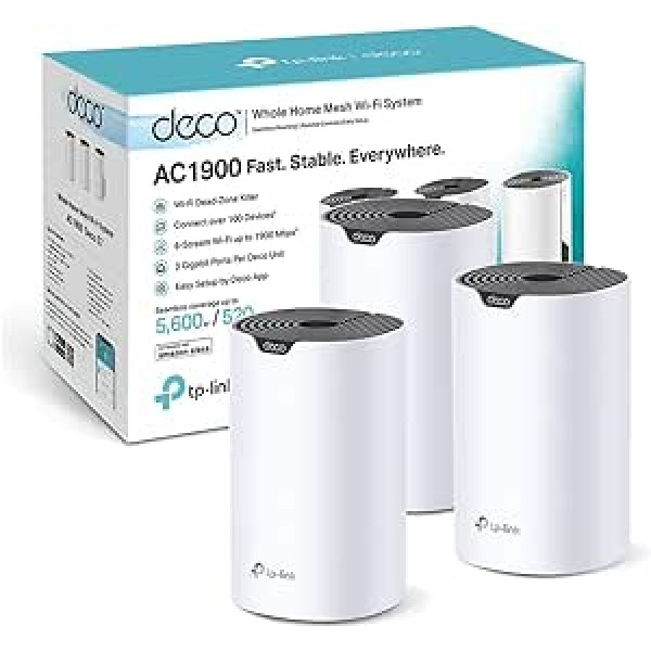 TP-Link Deco S1900 Mesh WLAN Set (Pack of 3), AC1900 Dual Band Router & Repeater, 3 x Gigabit Ports for Each Unit, Recommended for Homes with 3-5 Bedrooms, Comprehensive Youth Protection