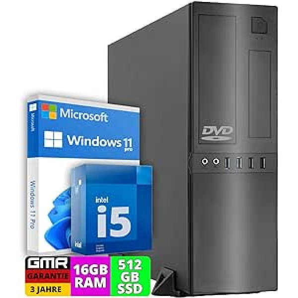 Galddators ar Intel i5 4 pavedienu 3,20 GHz | 16 GB DDR3 | 512 GB SSD | DVD±RW | USB3 | WiFi 600 un Bluetooth 5 | Windows 11 Professional 64 bitu | Biznesa biroja multivides dators ar 3 gadiem