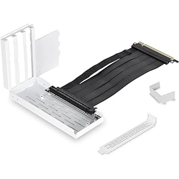 LIANLI O11DE-1W Vertical Graphics Card Holder for O11 Dynamic EVO White, PCI-E 4.0 Riser Cable Included - O11DE-1W